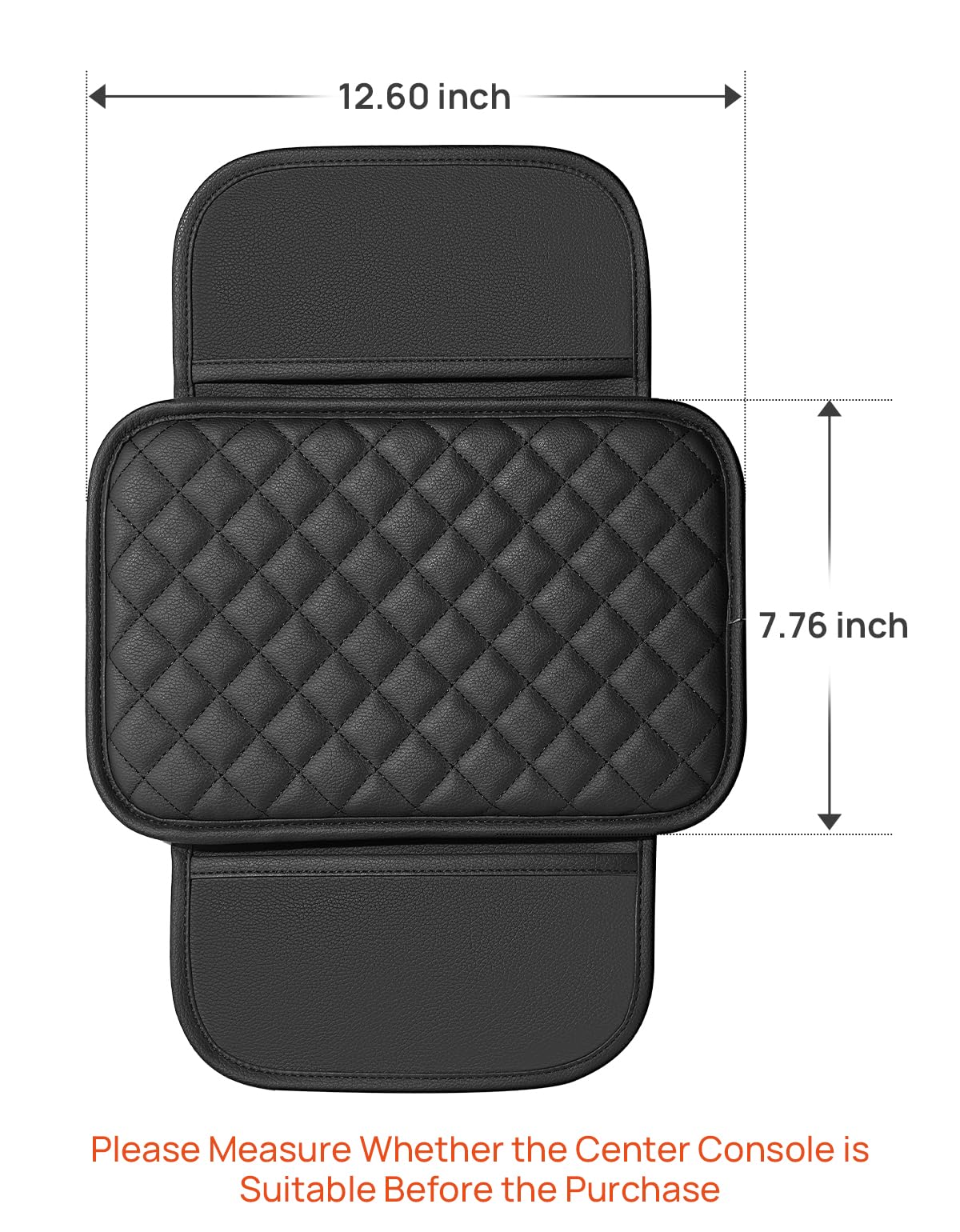 Center Console Cover with Storage Bag for SUV Sedan Car (Black / 12.6" x 7.75" x 0.66")