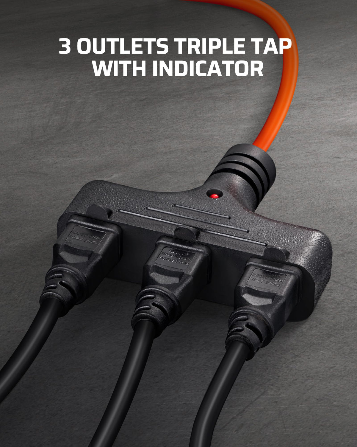 30FT Extension Cord Reel (Black/Orange-orange Cord)
