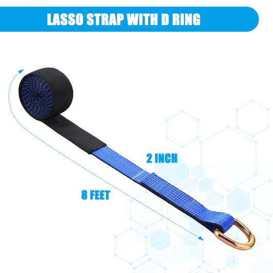 8 Pack Lasso Tow Truck Straps (2" X 8 ft / Blue)