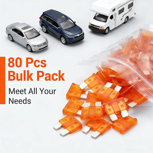 80Pcs) 5 Amp Standard Fuse, 5A Car Blade Fuses for Car/RV/Truck/SUV/Motorcycle/Boat