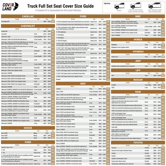 Premium Custom Fit Truck Car Seat Covers Full Set Seat Waterproof (X58 (See Vehicle Size Chart) / Full Set - Beige)