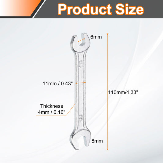 5pcs 6x8mm Double Open End Wrench 15° Offset Angle Wrenches (6mm x 8mm)