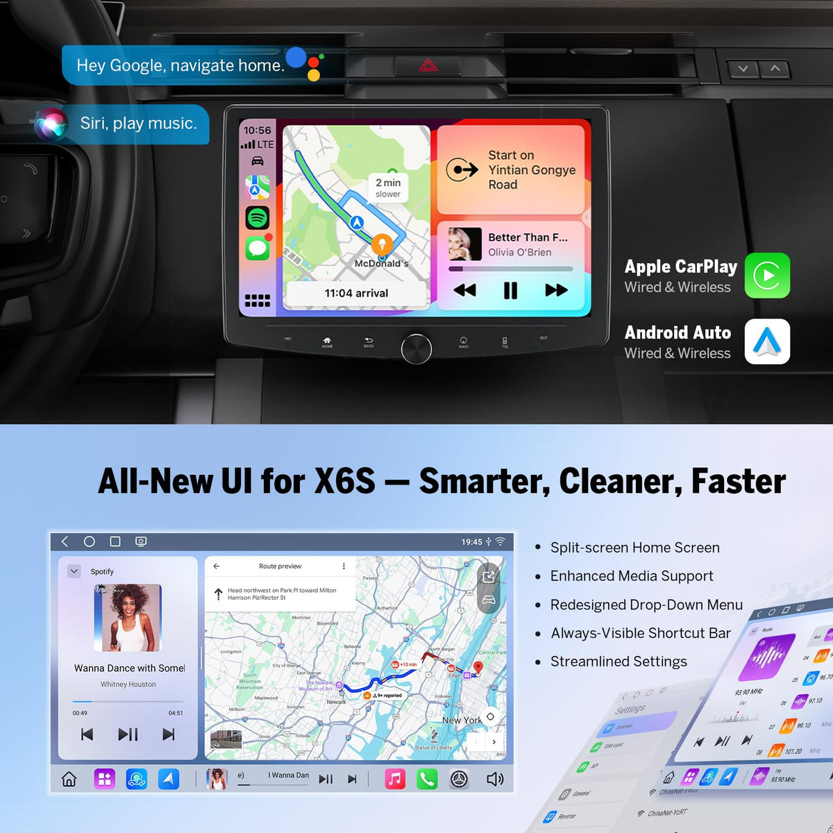 6GB+64GB Double Din Car Stereo 10.1" Headunit with Carplay (10.1 Inch 6GB+64GB)