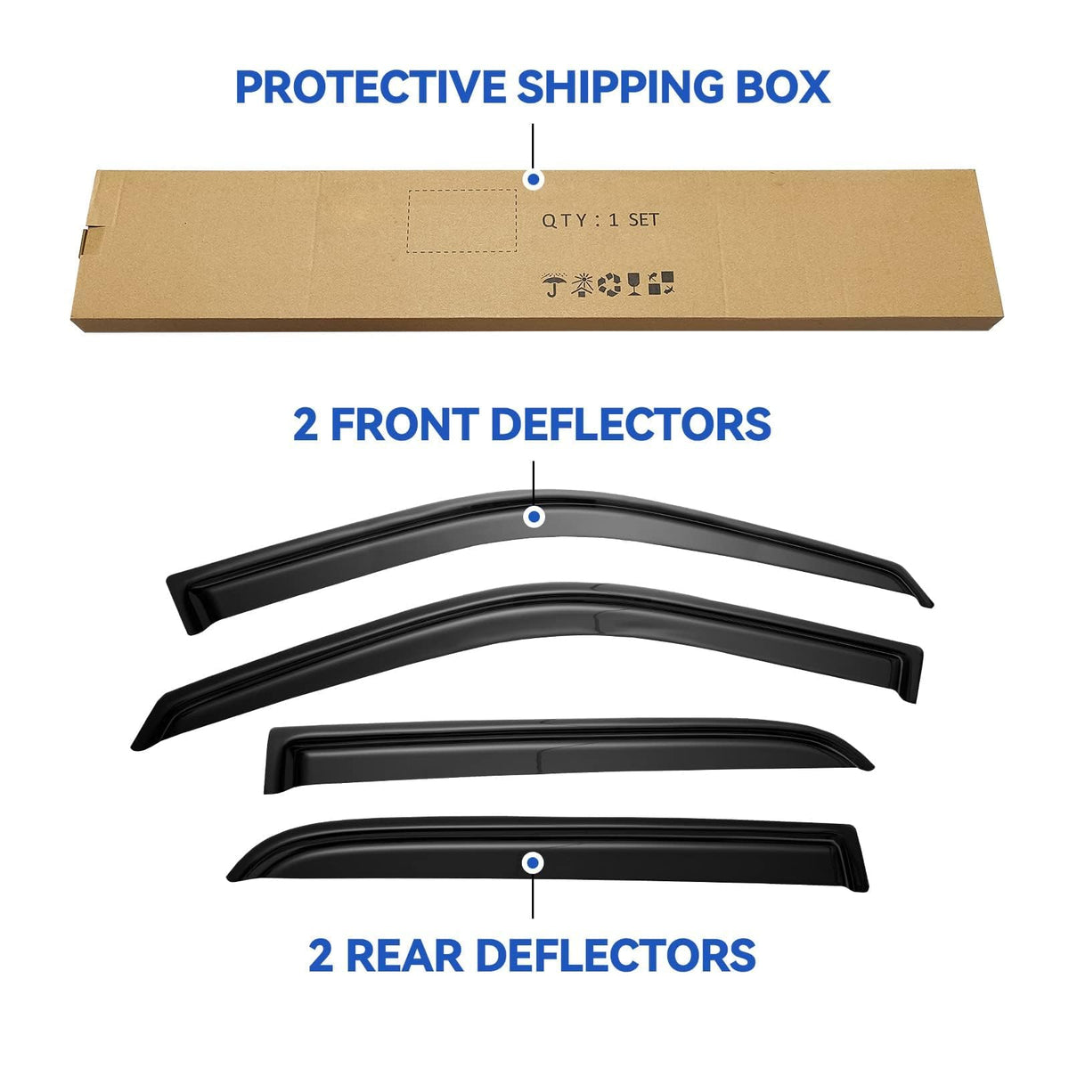 Window Visors Rain Guards for 2009 (2009-2018 ram 1500 crew cab)