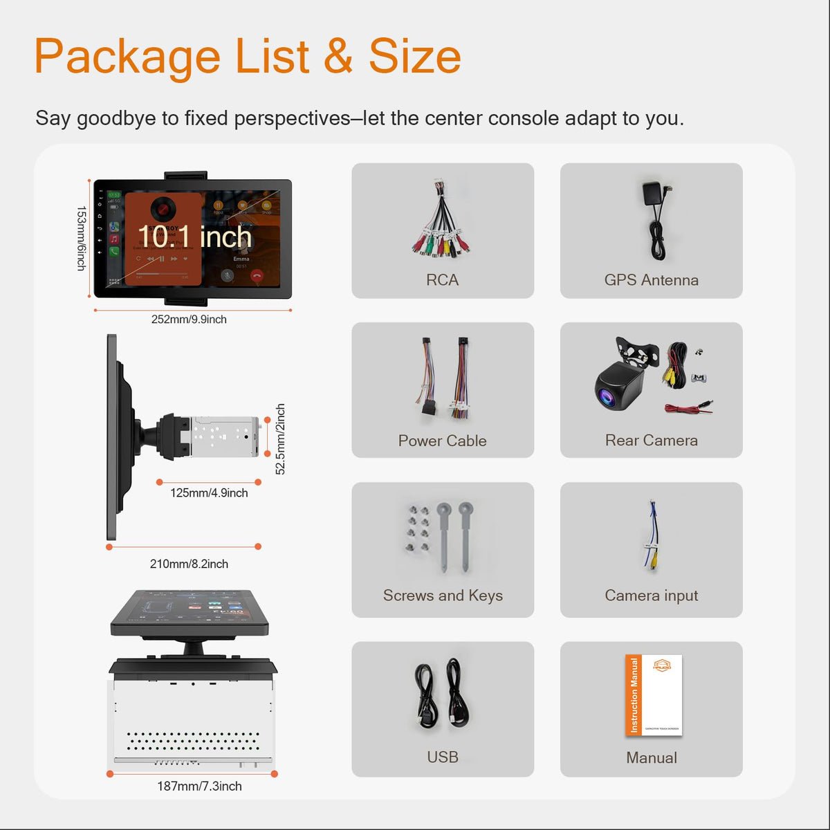 10.1 inch Single Din Car Screen