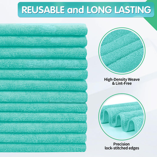 Turquoise Microfiber Cleaning Cloth (Turquoise / 8pk)