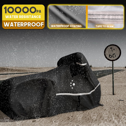 Motorcycle Cover 420D Heavy Duty All Season Universal Weather Waterproof Outdoor Protection 86" XL Vehicle Cover (Black / 86" - XL)