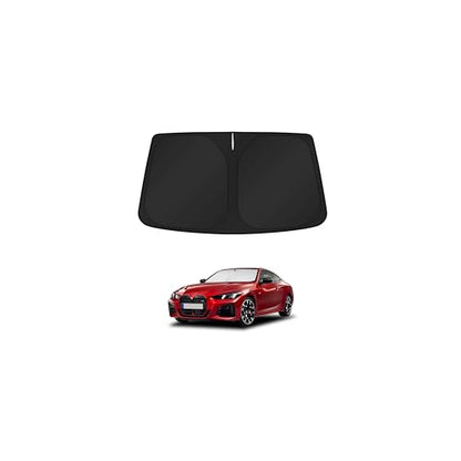 Windshield Sun Shade for 2021 2022 2023 2024 2025 2026 BMW 4 Series 430i 440i i4 m4 330i Window Accessories Shade Sun Visor Cover Foldable Block UV Rays (FOR | BMW 4 Series 2021-2025)