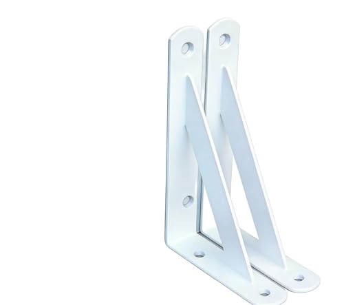 2 Pack L6 x H 4" White Heavy Duty Shelf Brackets with Screws Metal Shelf Brackets Shelf Support Angle Brackets for Shelves L Brackets Heavy Duty Floating Shelf (2 Pack-White / 6''x4'')