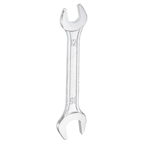 Double Open End Wrench 12mm x 15mm Metric 15 Degree Offset Angle Small Flat Head Wrench Galvanizing Open Ended Spanner for Automotive Repair Furniture Assembly (12mm x 15mm)