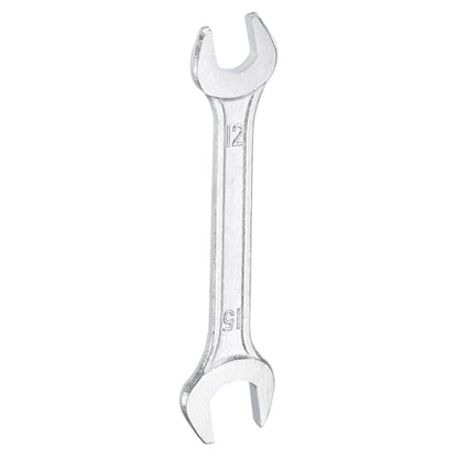 Double Open End Wrench 12mm x 15mm Metric 15 Degree Offset Angle Small Flat Head Wrench Galvanizing Open Ended Spanner for Automotive Repair Furniture Assembly (12mm x 15mm)