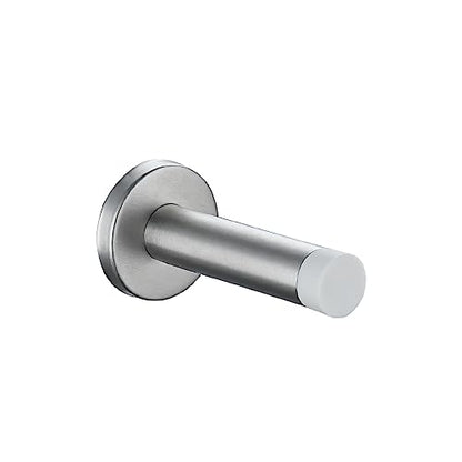 Door Stopper 304 Stainless Steel Thicken 1mm Sound Dampening Door Stop Bumper Wall Protetor 1 Pack (1 Pack / Brushed & White Tip)
