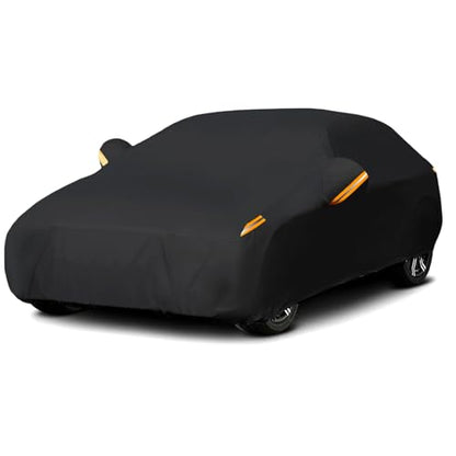 Waterproof Car Cover All Weather Snowproof UV Protection Windproof Outdoor Full car Cover (Fit Sedan Length(194- 206 Inch) / All black)