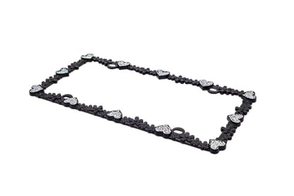 3D Shining Daisy Heart License Plate Frame from Pure Zinc Alloy Metal Perfect Plate Holder (Matt Black with Silver Glitter, Luminously Heart)