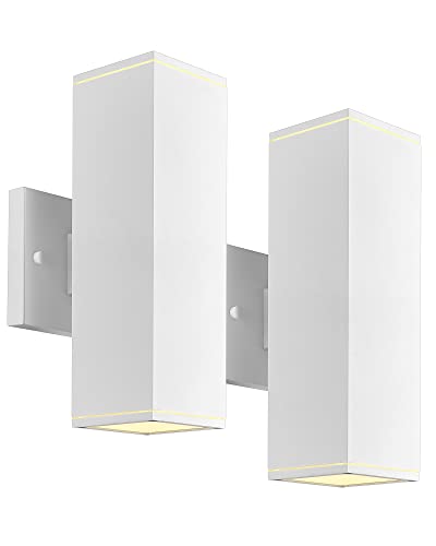 Modern Outdoor Wall Light (White 2PK)