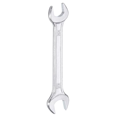 Double Open End Wrench 12mm x 13mm Metric 15 Degree Offset Angle Small Flat Head Wrench Galvanizing Open Ended Spanner for Automotive Repair Furniture Assembly (12mm x 13mm)