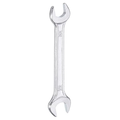 Double Open End Wrench 12mm x 13mm Metric 15 Degree Offset Angle Small Flat Head Wrench Galvanizing Open Ended Spanner for Automotive Repair Furniture Assembly (12mm x 13mm)