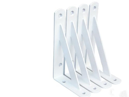 4 Pack L6 x H 4" White Heavy Duty Shelf Brackets with Screws Metal Shelf Brackets Shelf Support Angle Brackets for Shelves L Brackets Heavy Duty Floating Shelf (4 Pack-White / 6''x4'')