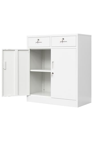 Metal Storage Cabinet (White / 36" H x 32" W x 16" D)
