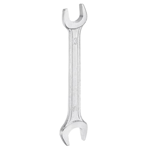 Double Open End Wrench 13mm x 14mm Metric 15 Degree Offset Angle Small Flat Head Wrench Galvanizing Open Ended Spanner for Automotive Repair Furniture Assembly (13mm x 14mm)