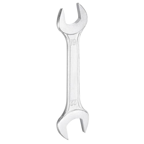 Double Open End Wrench 19mm x 22mm Metric 15 Degree Offset Angle Small Flat Head Wrench Galvanizing Open Ended Spanner for Automotive Repair Furniture Assembly (19mm x 22mm)
