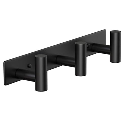 Wall Mounted Coat Rack ("T" Shape 3 Hooks - 1 Pack / Black)