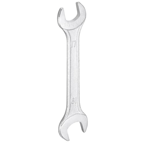 Double Open End Wrench 17mm x 19mm Metric 15 Degree Offset Angle Small Flat Head Wrench Galvanizing Open Ended Spanner for Automotive Repair Furniture Assembly (17mm x 19mm)