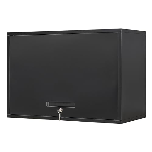 Metal Garage Wall Cabinet with Doors and Shelves (16"D x 32"W x 22"H / Black)
