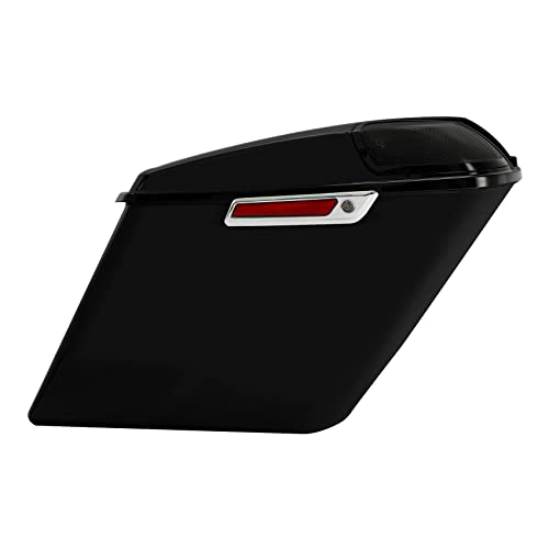 Motorcycle 5" Stretched Saddlebags Fit For Harley Touring 2014 (5" Stretched-Vivid Black W/ Chrome Latches & 5x7 Lids)