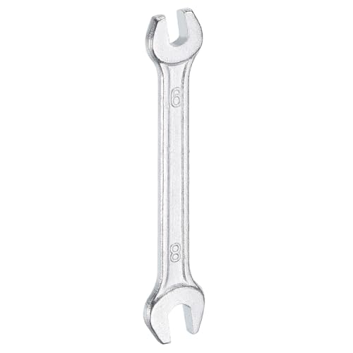 Double Open End Wrench 6mm x 8mm Metric 15 Degree Offset Angle Small Flat Head Wrench Galvanizing Open Ended Spanner for Automotive Repair Furniture Assembly (6mm x 8mm)