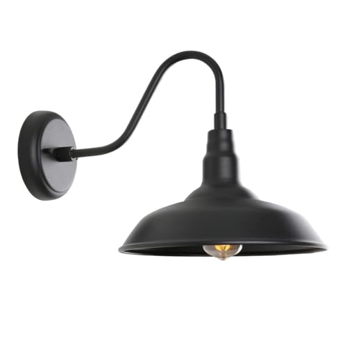 Black Gooseneck Barn Light for Farmhouse 10 Inch Dome Exterior Lights Fixture with Wall Mount (Matte Black / 10" Dome)
