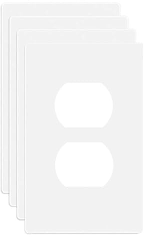 1 Gang Screwless Duplex Wall Plate Cover Single Switch Outlet Electrical Faceplate for Light Switch (4 Pack / Single Duplex-White)
