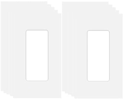 1 Gang Screwless Decorator Wall Plate Cover Single Switch Outlet Electrical Faceplate for Light Switch (10 Pack / Single Decorator-White)