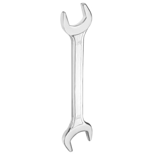 Double Open End Wrench 24mm x 27mm Metric 15 Degree Offset Angle Small Flat Head Wrench Galvanizing Open Ended Spanner for Automotive Repair Furniture Assembly (24mm x 27mm)