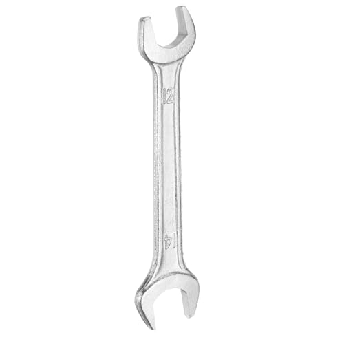 Double Open End Wrench 12mm x 14mm Metric 15 Degree Offset Angle Small Flat Head Wrench Galvanizing Open Ended Spanner for Automotive Repair Furniture Assembly (12mm x 14mm)