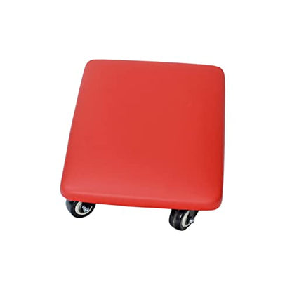Roller Seat 360 Degree Rotating Low Stool with Wheel Chair PU Leather Universal Swivel Wheels Stool for Home Office Fitness and Garage (Rectangle Red)