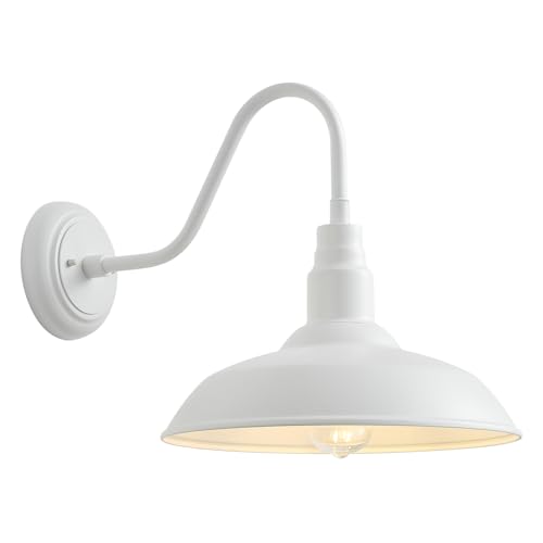 14 Inch Dome Outdoor Gooseneck Barn Light Fixture for Farmhouse (White / 14" Dome)