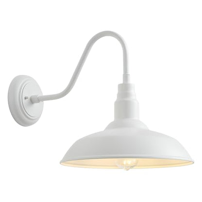 14 Inch Dome Outdoor Gooseneck Barn Light Fixture for Farmhouse (White / 14" Dome)
