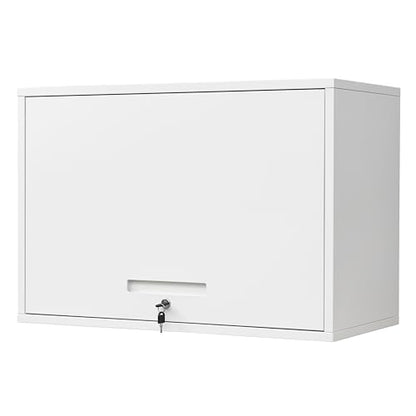Metal Wall Cabinet with Doors and Shelves (16"D x 32"W x 22"H / White)