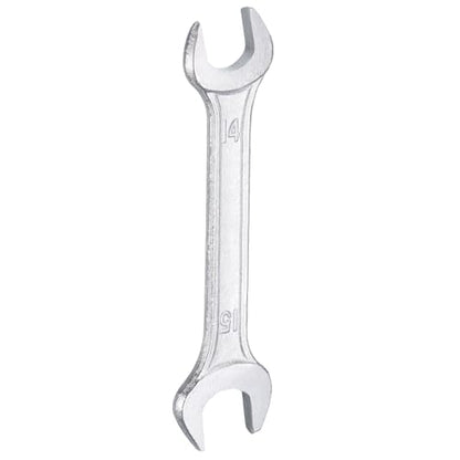 Double Open End Wrench 14mm x 15mm Metric 15 Degree Offset Angle Small Flat Head Wrench Galvanizing Open Ended Spanner for Automotive Repair Furniture Assembly (14mm x 15mm)
