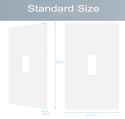 1 Gang Screwless Toggle Switch Wall Plate Cover Toggle Switch Outlet Electrical Faceplate for Light Switch (10 Pack / Single Toggle-White)