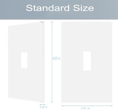 1 Gang Screwless Toggle Switch Wall Plate Cover Toggle Switch Outlet Electrical Faceplate for Light Switch (10 Pack / Single Toggle-White)