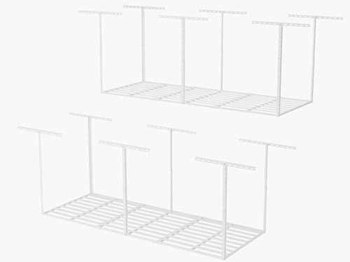 3x8 Garage Storage Overhead Rack Organization (White / 3*8 FT - 2 Pcs)