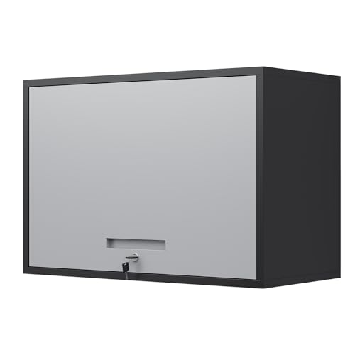 Metal Wall Cabinet with Doors and Shelves (16"D x 32"W x 22"H / Gray Black)