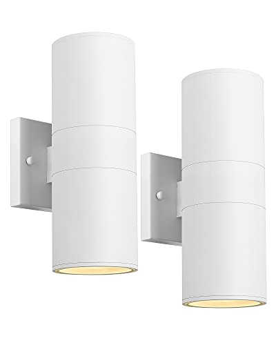 Cylinder Outdoor Wall Sconce Lights (White 2PK)