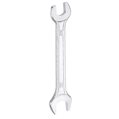 Double Open End Wrench 10mm x 14mm Metric 15 Degree Offset Angle Small Flat Head Wrench Galvanizing Open Ended Spanner for Automotive Repair Furniture Assembly (10mm x 14mm)