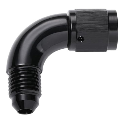 90 Degree 4AN Male to 4AN Female Swivel Full Flow Fitting Adapter Coupler Aluminum Black (4AN / Black - 90 Degree)