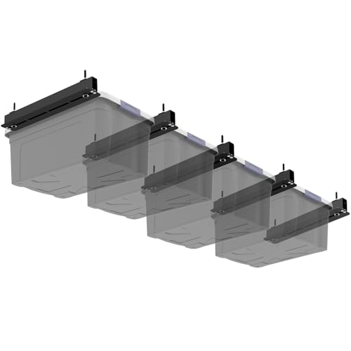 5 Pack Overhead Storage Bin Rack Heavy Duty Rack Ceiling Garage Storage (4 Bins)