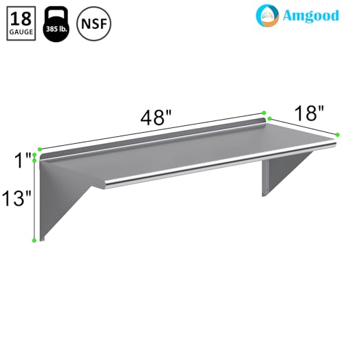 18 in. x 48 in. Stainless Steel Wall Mount Shelf (18 in. x 48 in.)