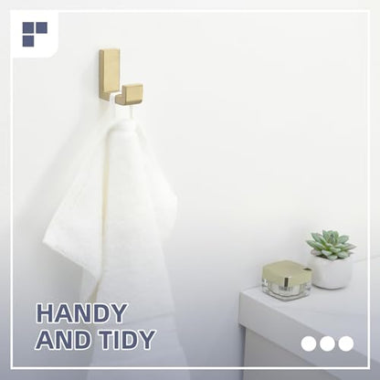 Towel Hooks for Bathrooms (Brushed Gold)
